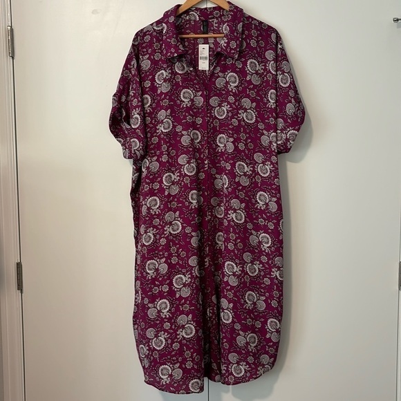 Lane Bryant floral long button down  side slit tunic dress size 22/24 NWT - Picture 1 of 5